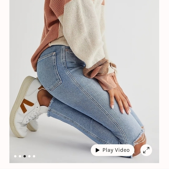 Free People We the Free Raw Hem High Rise Jegging Skinny Jeans Sierra Blue NEW! - Picture 3 of 10